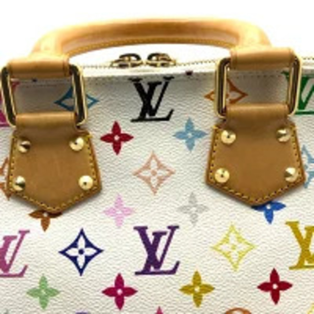 LOUIS VUITTON Multicolor Alma Blanc White Handbag White Beige Leather LV - Picture 7 of 11